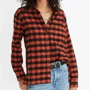 Madewell Flannel Oversized Ex-Boyfriend Shirt in Buffalo Check medium